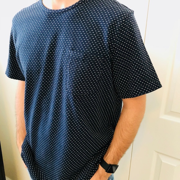 New Mossimo Navy Blue White Long Tee T-shirt L - Picture 3 of 8